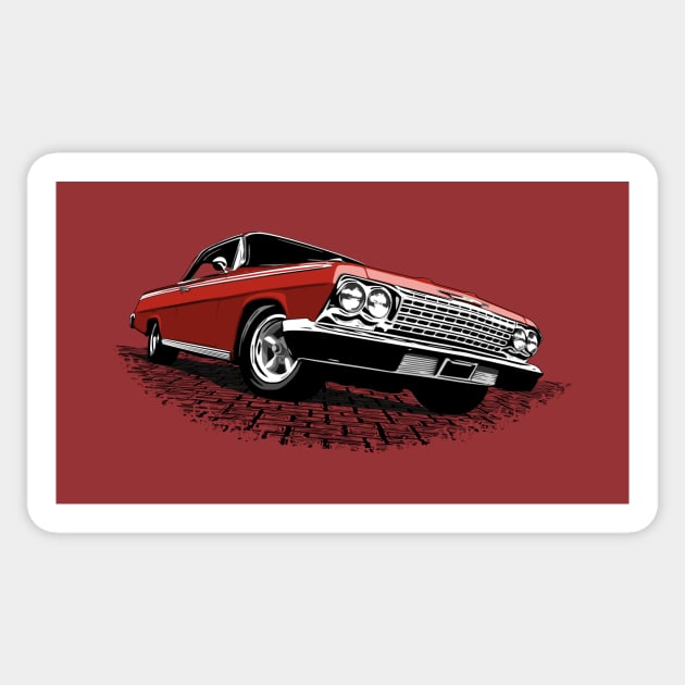 Red 62 Chevy Impala Sticker by ZoeysGarage